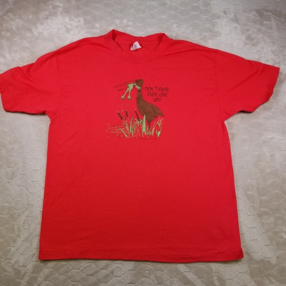 VTG Don't Give Up Shirt Funny‎ Humor Animal Nature Frog Comedy Parody USA 90s XL